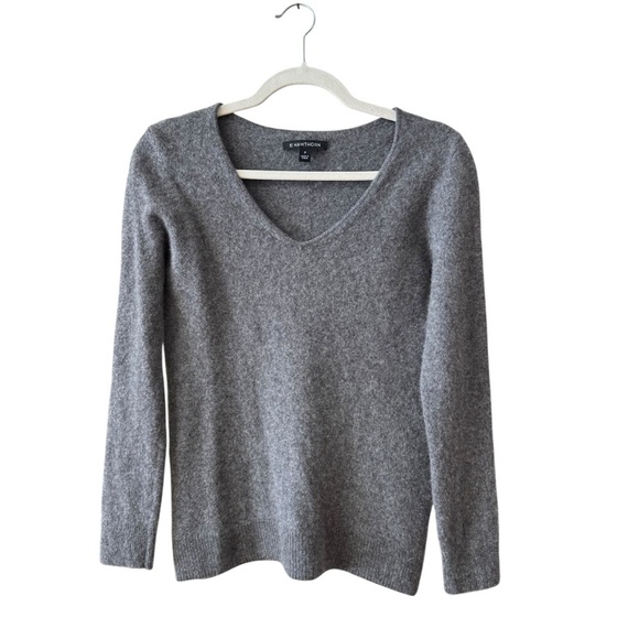 41 Hawthorne 100% Cashmere V Neck Sweater Size M Gray Long Sleeve Work Office - Picture 1 of 6